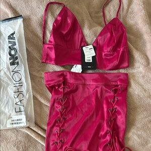 Fashion Nova Fuchsia Lace-Up Set